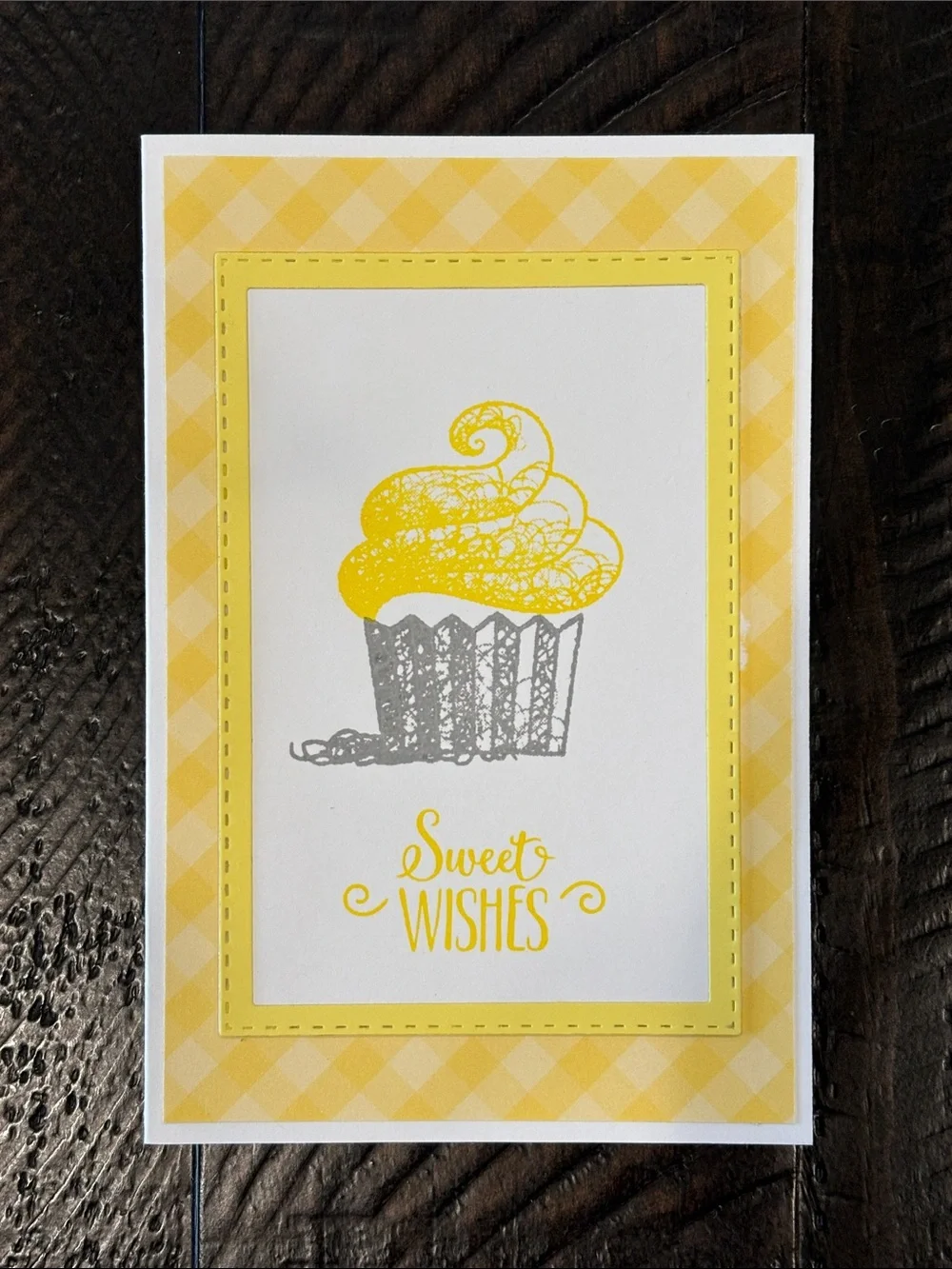 Set of 5 Pastel Rainbow Cupcake Gingham Cards